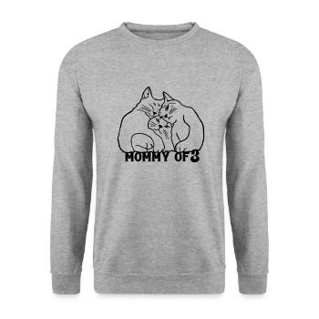 Mommy of 3 Katzenmama - Unisex Pullover - Weißgrau meliert - Vorne - Alina (178cm) & Michal (187cm)