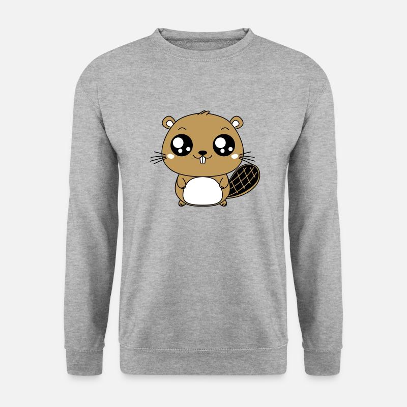 Süßer Biber - Unisex Pullover - Weißgrau meliert