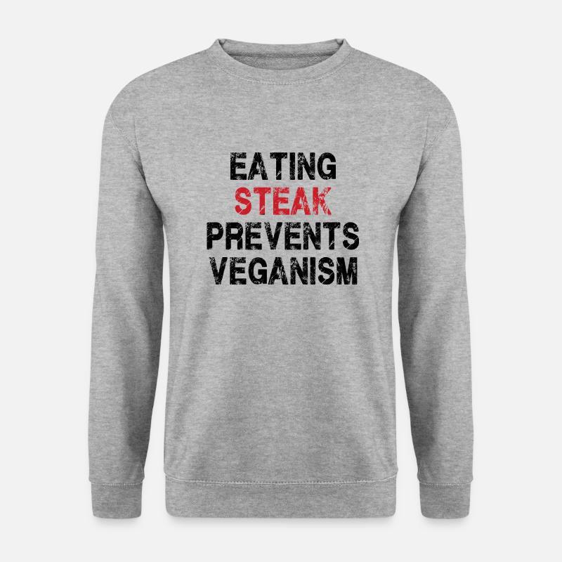Steak essen verhindert Veganis - Unisex Pullover - Weißgrau meliert