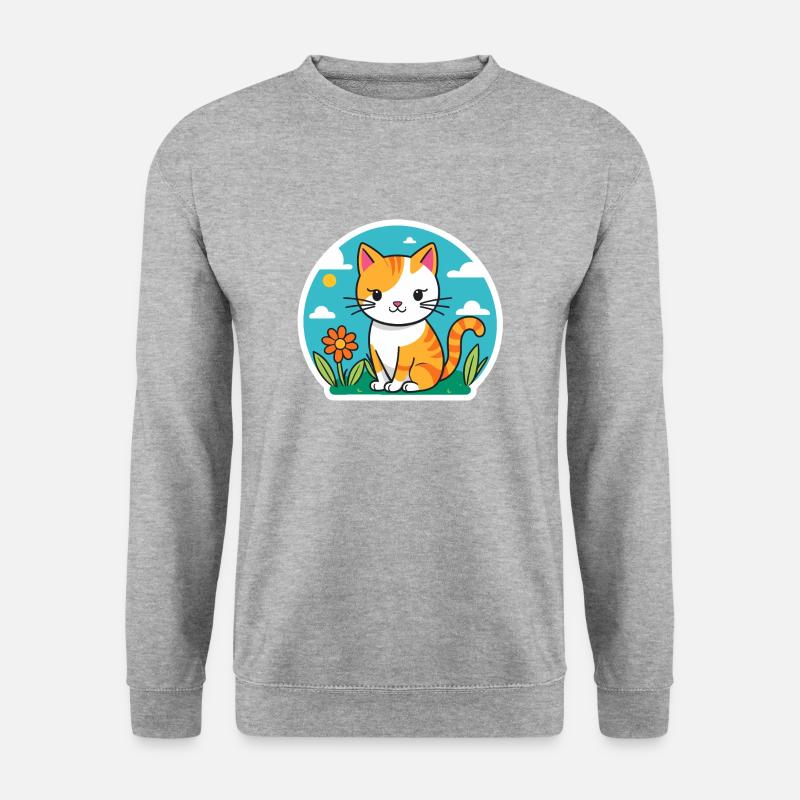 süßes Kätzchen - Unisex Pullover - Weißgrau meliert
