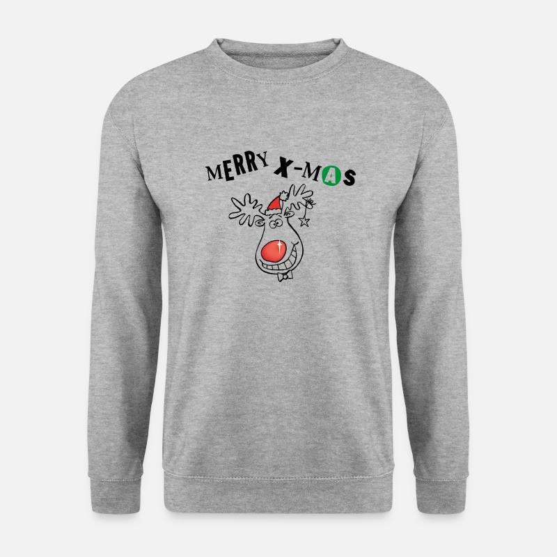 Merry Xmas Rudolph - Unisex Pullover - Weißgrau meliert