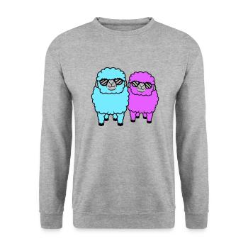 2 Sheep Sunglasses Party Sheep Team Friends - Unisex Sweatshirt - salt & pepper - Front - Alina (178cm) & Michal (187cm)