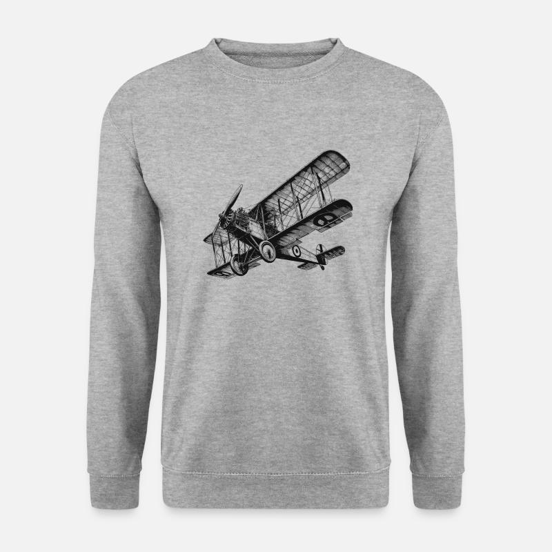 Doppeldecker Flugzeug - Unisex Pullover - Weißgrau meliert