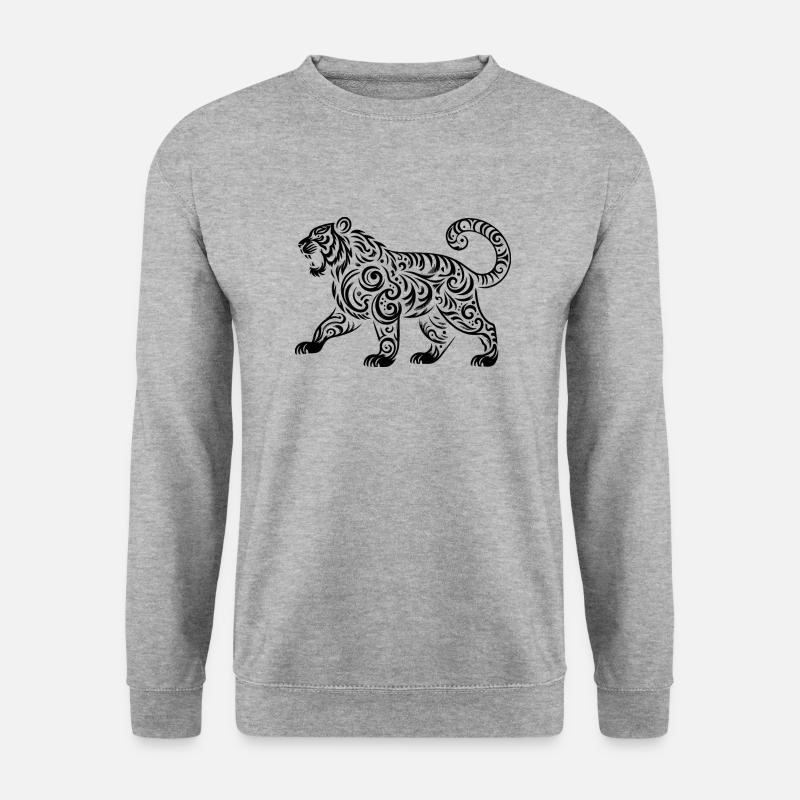 Stammes-Tiger - Unisex Pullover - Weißgrau meliert