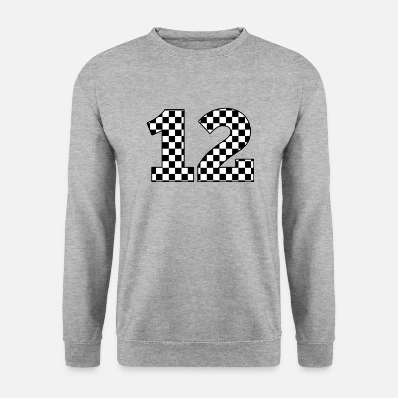 Nummer 12 plaid - Unisex Pullover - Weißgrau meliert