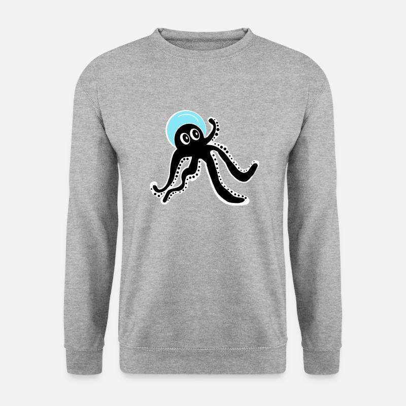 Schwarze Krake - Unisex Pullover - Weißgrau meliert