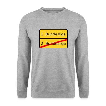 1. Bundesliga - Unisex Pullover - Weißgrau meliert - Vorne - Alina (178cm) & Michal (187cm)