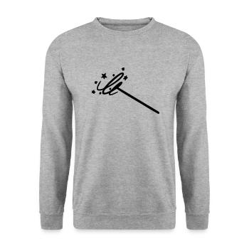 Zauberstab - Unisex Pullover - Weißgrau meliert - Vorne - Alina (178cm) & Michal (187cm)