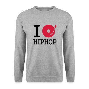 I dj / play / listen to hiphop - Unisex Sweatshirt - salt & pepper - Front - Alina (178cm) & Michal (187cm)
