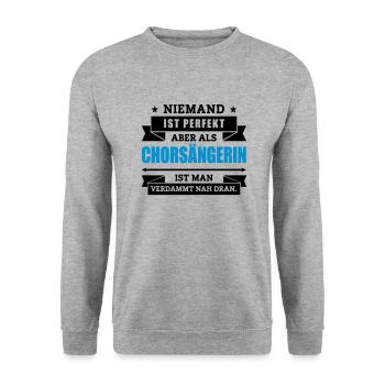 Funshirt Chorsängerin - Unisex Pullover - Weißgrau meliert - Vorne - Alina (178cm) & Michal (187cm)