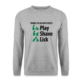 Les choses que vous pouvez faire avec une chatte. - Sweat-shirt Unisexe - gris chiné - Devant - Alina (178cm) & Michal (187cm)
