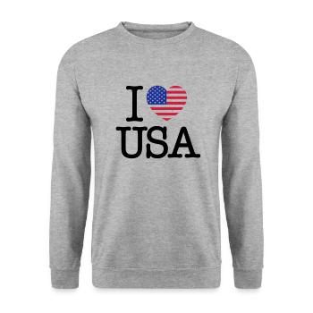 I Love USA - Unisex Pullover - Weißgrau meliert - Vorne - Alina (178cm) & Michal (187cm)