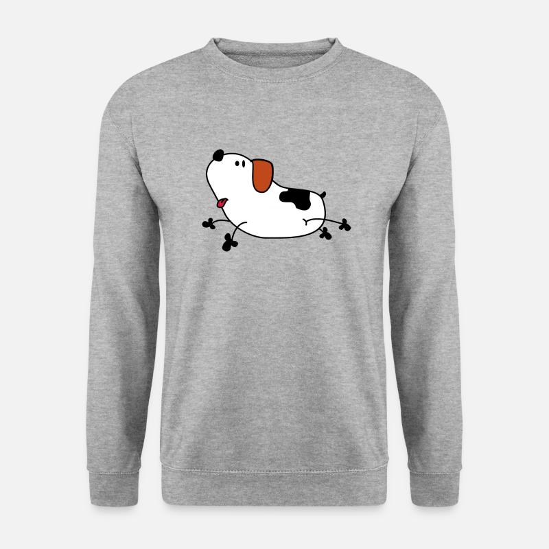 Süßer Comic Hund - Unisex Pullover - Weißgrau meliert