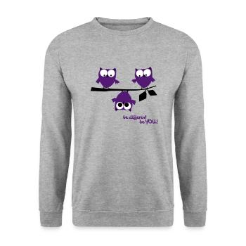 Eulen, lustig, be different, Vogel - Sweat-shirt Unisexe - gris chiné - Devant - Alina (178cm) & Michal (187cm)