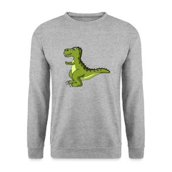 T Rex Dino Dinosaur - Unisex Sweatshirt - salt & pepper - Front - Alina (178cm) & Michal (187cm)