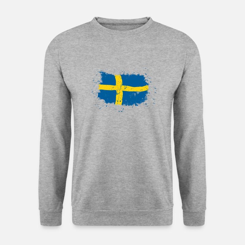 Sweden Flag - Vintage Look - Unisex Pullover - Weißgrau meliert