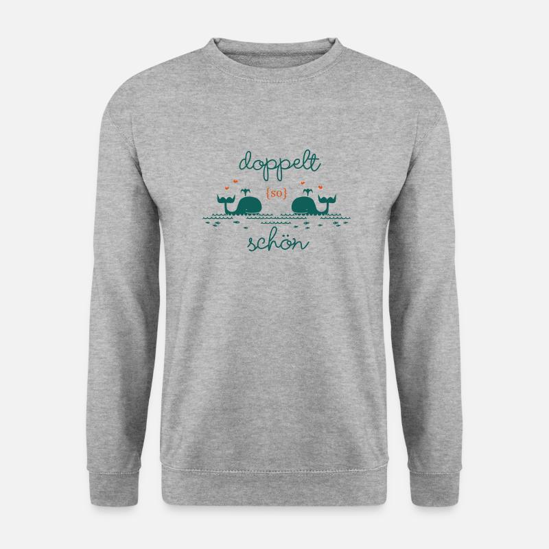 Zwillinge: Doppelt so schön - Unisex Pullover - Weißgrau meliert