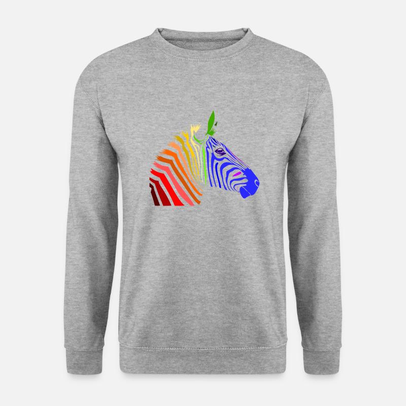 Zebra; Punk Zebra; Rainbow Zebra - Unisex Pullover - Weißgrau meliert