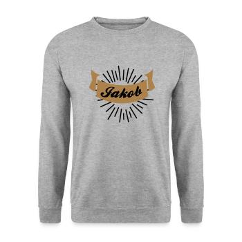 jakob - Unisex Pullover - Weißgrau meliert - Vorne - Alina (178cm) & Michal (187cm)