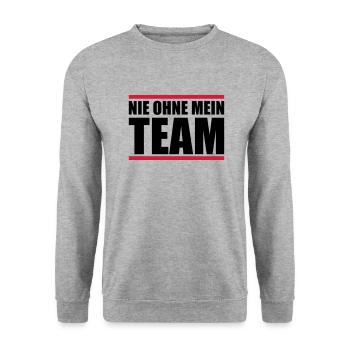 nie ohne mein team - Unisex Pullover - Weißgrau meliert - Vorne - Alina (178cm) & Michal (187cm)