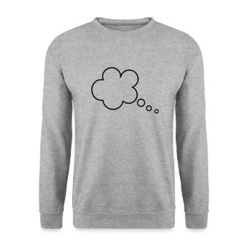 Denkblase Sprechblase Denken Motiv Clipart Vorlage - Unisex Pullover - Weißgrau meliert - Vorne - Alina (178cm) & Michal (187cm)