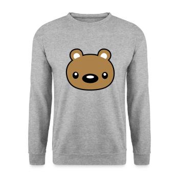 nounours visage tête douillet - Sweat-shirt Unisexe - gris chiné - Devant - Alina (178cm) & Michal (187cm)