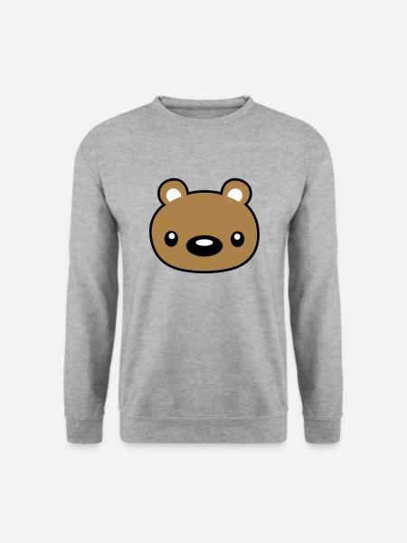 teddy gesicht kopf kuscheltier - Unisex Pullover - Weißgrau meliert