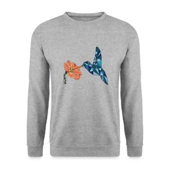 OISEAU AVEC FLEUR - Sweat-shirt Unisexe - gris chiné - Devant - Alina (178cm) & Michal (187cm)