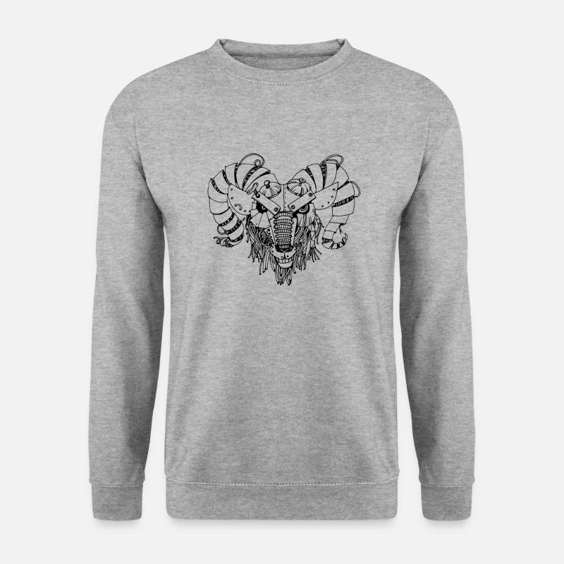 steampank ram - Unisex Pullover - Weißgrau meliert