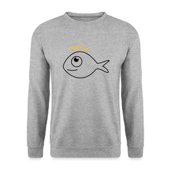 Fish Ronny the Angel - Unisex Sweatshirt - salt & pepper - Front - Alina (178cm) & Michal (187cm)