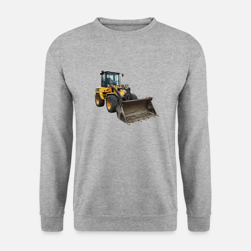 Gelber Bagger - Unisex Pullover - Weißgrau meliert