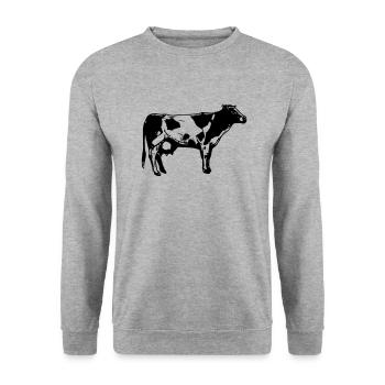 cow logo - Unisex Sweatshirt - salt & pepper - Front - Alina (178cm) & Michal (187cm)