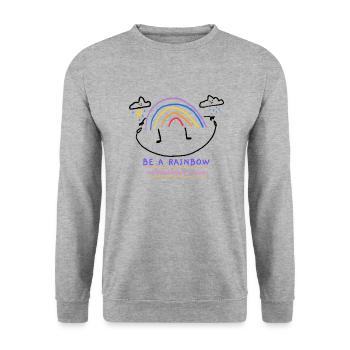 Be a rainbow in someone's cloud - Unisex Pullover - Weißgrau meliert - Vorne - Alina (178cm) & Michal (187cm)