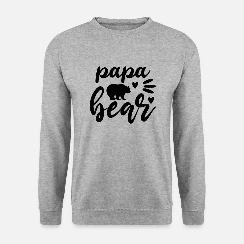 Papa Bär Grafik - Unisex Pullover - Weißgrau meliert