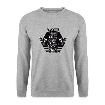 V8 Power Motor Mechanic Muscle Car Car - Unisex Sweatshirt - salt & pepper - Front - Alina (178cm) & Michal (187cm)