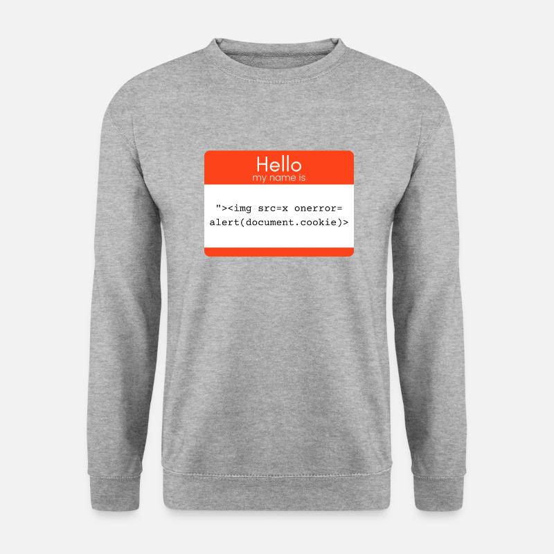 Hello my name is XSS - Unisex Pullover - Weißgrau meliert