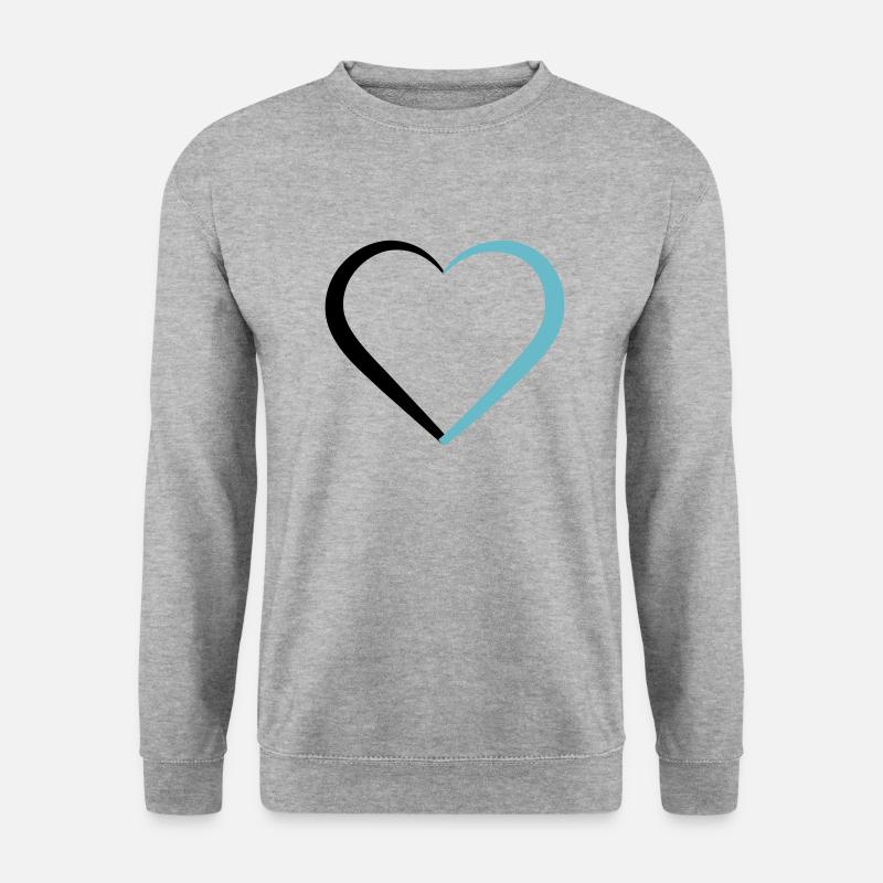 Herz - Unisex Pullover - Weißgrau meliert