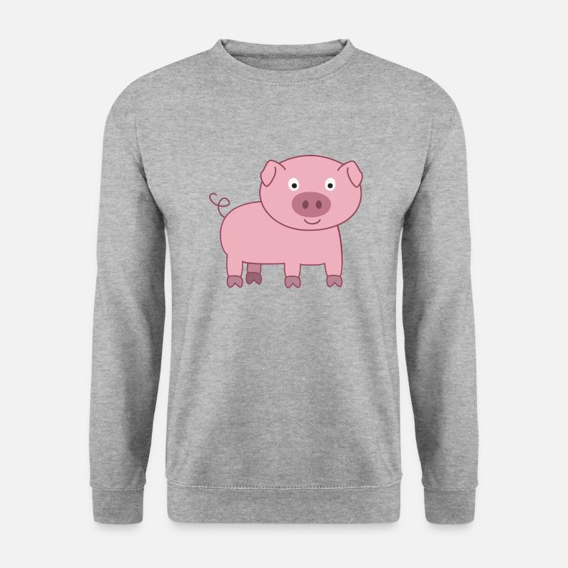 Schweinchen - Unisex Pullover - Weißgrau meliert