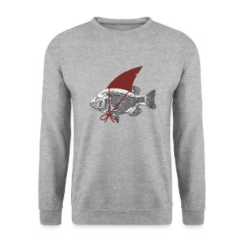 Fish with shark fin - Unisex Sweatshirt - salt & pepper - Front - Alina (178cm) & Michal (187cm)