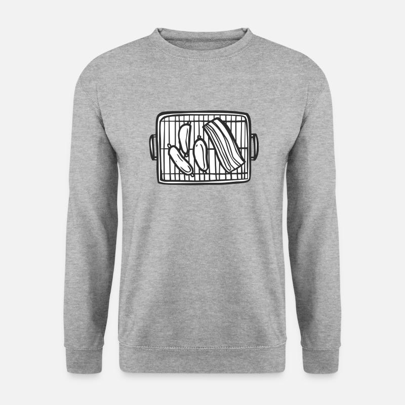 Grill mit Fleisch - Unisex Pullover - Weißgrau meliert