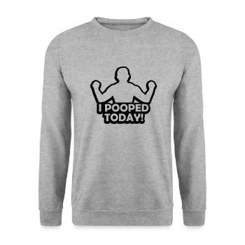I pooped today Zitat - Unisex Pullover - Weißgrau meliert - Vorne - Alina (178cm) & Michal (187cm)