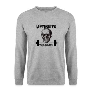 lifting to the death - Sweat-shirt Unisexe - gris chiné - Devant - Alina (178cm) & Michal (187cm)