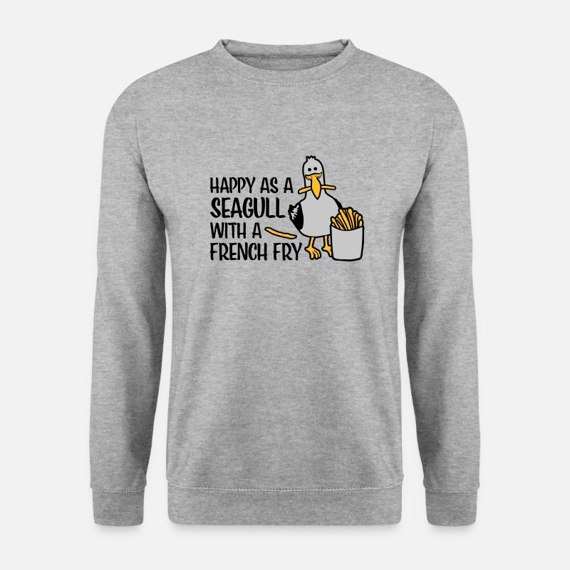 Happy as a Seagull - Unisex Pullover - Weißgrau meliert