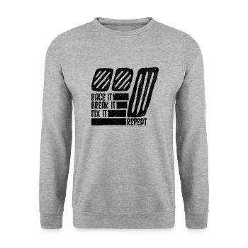 Kfz-Mechatroniker Autowerkstatt Werkstatt Auto - Unisex Pullover - Weißgrau meliert - Vorne - Alina (178cm) & Michal (187cm)