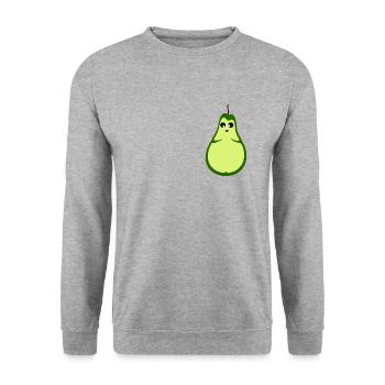 Birne - Unisex Pullover - Weißgrau meliert - Vorne - Alina (178cm) & Michal (187cm)