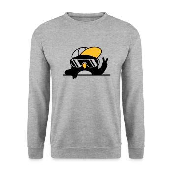 Peacezeichen cooler Pinguin Handzeichen - Unisex Pullover - Weißgrau meliert - Vorne - Alina (178cm) & Michal (187cm)