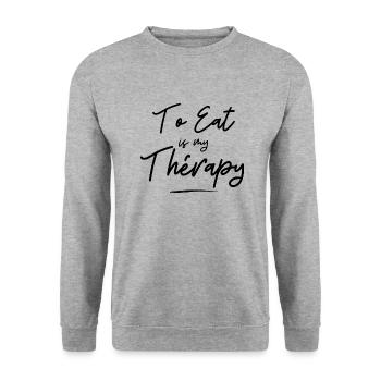 to eat is my théraphy - Unisex Sweatshirt - salt & pepper - Front - Alina (178cm) & Michal (187cm)