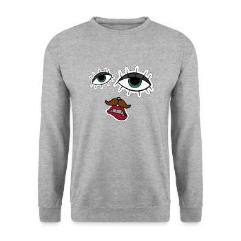 abstract face funny and creative - Unisex Sweatshirt - salt & pepper - Front - Alina (178cm) & Michal (187cm)