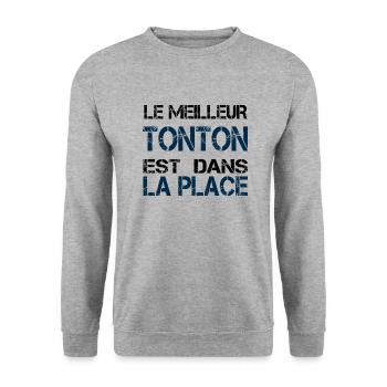 Tonton dans la place - Sweat-shirt Unisexe - gris chiné - Devant - Alina (178cm) & Michal (187cm)
