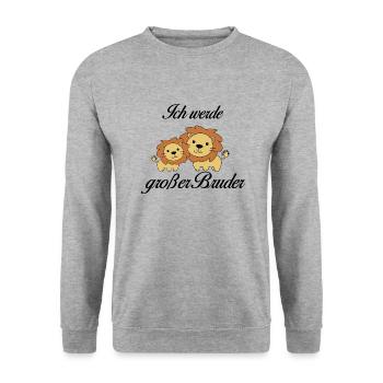 Großer Bruder - Unisex Pullover - Weißgrau meliert - Vorne - Alina (178cm) & Michal (187cm)